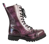 Alpha Rangers 10-loch Boot, Ranger Festival Army Gothic, Leder Springerstiefel, Spider Print Lila 5012, UK 3-3,5 / EU 37