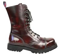 Alpha Rangers 10-loch Boot, Ranger Festival Army Gothic, Leder Springerstiefel, Weinrot Rub Off 5010, UK 10 / EU 44