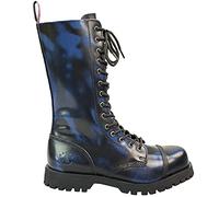 Alpha Rangers 14-loch Boot Festival Army Gothic Leder Springerstiefel Stahlkappe Blau Rub Off 5027 UK 4 / EU 38