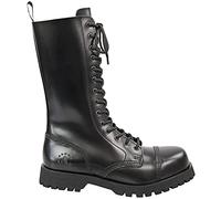 Alpha Rangers 14-loch Boot Festival Army Gothic Leder Springerstiefel Stahlkappe Glattleder Schwarz 5026 UK 10 / EU 44