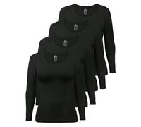 ALPIDEX Damen Langarmshirt Longsleeve 4er Set Baumwolle Basic Schwarz XL