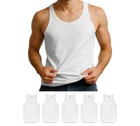 ALPIDEX Herren Classic Unterhemd 5er Set Männer Tank Top 100% Baumwolle Basic Feinripp Ärmellos Shirt Weiß Schwarz, Größe:XXXL, Farbe:White