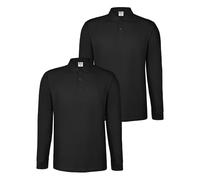 ALPIDEX Herren Polo Shirts 2er Set 100% Baumwolle Poloshirt Männer Langarm Shirt Einfarbig Casual Polohemd S M L XL XXL 3XL 4XL 5XL, Größe:4XL, Farbe:Black