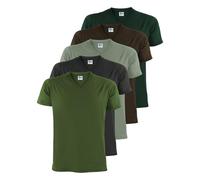 ALPIDEX Herren T-Shirts 5er Set mit V-Ausschnitt Shirts Basic Shirt Baumwolle Kurzarm Einfarbig S M L XL XXL 3XL 4XL 5XL, Größe:4XL, Farbe:Forest