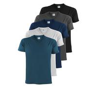 ALPIDEX Herren T-Shirts 5er Set mit V-Ausschnitt Shirts Basic Shirt Baumwolle Kurzarm Einfarbig S M L XL XXL 3XL 4XL 5XL, Größe:XL, Farbe:Water