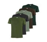 ALPIDEX Herren T-Shirts 5er Set Rundhals einfarbig S M L XL XXL 3XL 4XL 5XL, Größe:S, Farbe:Forest