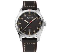 Alpina Herren Chronograph Startimer Pilot in der Farbe Schwarz mit Lederarmband, Gehäusedurchmesser: 42mm, AL-525BBG4S26