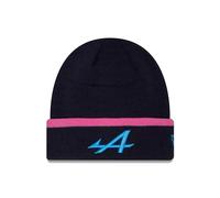 Alpine F1 Offizieller Merchandise-Artikel Manschette Strick Beanie Mütze Streifen Polyana Blau Rosa Erwachsene Unisex, blau, One Size