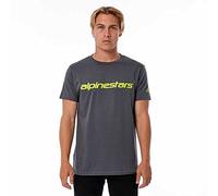 Alpinestars, Linear Wordmark Tee, Kurzarm-Shirt, Holzkohle/Fluogelb, XL, Mann