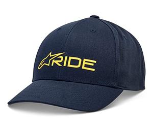 Alpinestars Ride 3.0 Hat Baseballkappe Herren mit vorgebogenem Schirm und hinten Schnappverschluss Navy/Gold Einheitsgröße