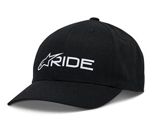 Alpinestars Ride 3.0 Hat Baseballkappe Herren mit vorgebogenem Schirm und hinten Schnappverschluss Schwarz/Weiß Einheitsgröße