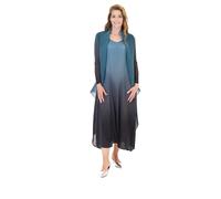 Alquema - Set aus Plissee Kleid Estrella und Mantel Collare mit Farbverlauf stahl-blau zu graphite-grau blaugrau, Einheitsgröße