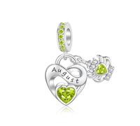 Alstiva Geburtsstein Charm 925 Sterling Silber 5A Zirkonia Anhänger für Europäische Armbänder und Halsketten - Schmuck Geschenk für Damen