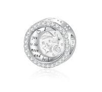 Alstiva „I love you to the moon and back“ Mond und Sternmotiv Charm 925 Sterling Silber 5A Zirkonia Charm Anhänger für Armband Bead Pendant Europäische Armbänder Halsketten Geschenk Frauen Freundin