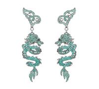ALTCIRNMD Chinesische Sternzeichen-Drachen-Ohrstecker,S925 Grüne Strasssteine,Tier-Drachen-Zirkon-Ohrringe,Piercing-Schmuck,Baumelnde Ohrringe Für Frauen Und Mädchen,Geschenk Zum Drachenjahr