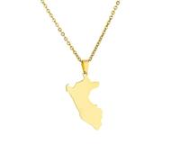 ALTCIRNMD Karte Peru Anhänger Halsketten,Peru Karte Anhänger Halsketten Klassischer Hip Hop Schmuck Für Frauen Männer Hohle Peru Karte Halskette Retro Ethnischer Stil Halskette, Gelb, 50Cm