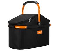 ALUBOX Einkaufskorb 25 Liter Black Edition Isolierkorb Picknick Kühlkorb - Polyester schwarz, Rahmen Aluminium orange