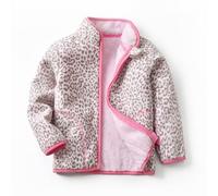 ALUCIC Mädchen Polar Warm Fleecejacken Fleecefütterung Mäntel Kinder Oberbekleidung Reißverschluss Jacke für Frühling Herbst (Leopardenmuster, 146/152)