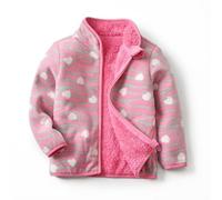 ALUCIC Mädchen Polar Warm Fleecejacken Fleecefütterung Mäntel Kinder Oberbekleidung Reißverschluss Jacke für Frühling Herbst (Herz, 98)