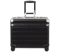 ALUMAXX 45169 Pilotenkoffer PANDORA, Trolley Aluminium, Piloten Rollkoffer Alu, Businesstrolley, Aktenkoffer, Alutrolley ca. 47 cm, Schwarz Matt, 47 x 36 x 25 cm, Aluminiumtrolley mit 4 x 360° Rollen