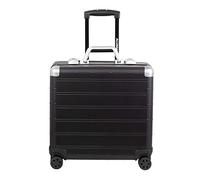 Alumaxx 45173 Businesstrolley Gemini, Trolleykoffer Aluminium, Reisekoffer, Reisestrolley mit Overnight Fach, Trolley mit 4 Leichtlaufdoppelrollen 360°, Schwarz, 42,5 x 40 x 21 cm