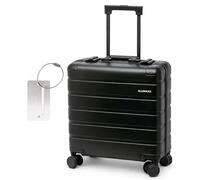 ALUMAXX 45293 Businesstrolley Gravity, Reisekoffer mit Overnight Fach, Fächermappe, TSA Schloss, Aluminium Trolley mit 4 Rollen, Koffer 44 x 42 x 22,5 cm, schwarz + ALASSIO Aluminium Kofferanhänger