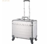 Alumaxx Pilotenkoffer Pandora aus Aluminium, Circa 36 x 47 x 25 cm, Vier 360 Rollen, 47 cm, 36 L, Silber Matt