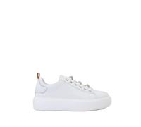 Alviero Martini 1A Classe Damen-Sneaker aus glattem Nappaleder mit weißen Strasssteinen, Weiß, 37 EU
