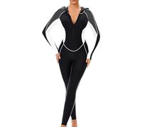 Alvivi Damen Badeanzug Einteiler Langarm Rashguard Full Cover Schwimmanzug Modest Muslim Bademode Neoprenanzug Surfanzug C Weiß XXL