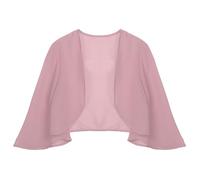 Alvivi Damen Bolero Jacke Chiffon 3/4 Ärmel Festlich Shrug Top Kurze Schulterjacke Elegant Cardigan Tops für Hochzeit Abendkleid Partykleid S-3XL Dunkel Rosa M