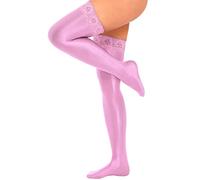 Alvivi Damen Nylon Overknee Strümpfe Halterlose Damenstrümpfe Glänzend Stockings Oberschenkel Hohe Strümpfe Kniestrümpfe Overknee Socken E Rosa Einheitsgröße