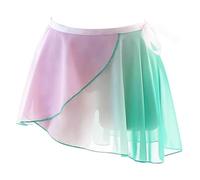 Alvivi Damen Rock Chiffon Ballettrock Wickelrock Farbverlauf Tanzrock Ballerina Latein Chacha Rumba Minirock Tanzkleidung Rosa&Grün Einheitsgröße