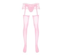 Alvivi Herren Leggings Nylon Strumpfhose Spitze Strapsstrümpfe Männer Stockings Pantyhose Dessous Unterwäsche Aa Rosa Einheitsgröße