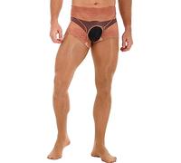 Alvivi Herren Strumpfhosen Ouvert Hose Leggings Spitze Patchwork Pantyhose Lange Unterhosen Base Layer Hosen Unterwäsche B Kaffee XL