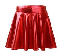 Alvivi Mädchen Rock Metallic Minirock Faltenrock Glänzend A-Line Skater Rock Ballett Tanzrock Sport Tutu Rock Aa Rot 134-140