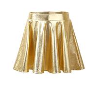 Alvivi Mädchen Rock Metallic Minirock Faltenrock Glänzend A-Line Skater Rock Ballett Tanzrock Sport Tutu Rock A Gold 146-152