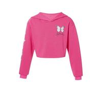 Alvivi Mädchen Sweatshirt Schmetterling Langarmshirt Crop Tops Bauchfrei Oberteile Kinder Hoodie Pullover Pulli Streetwear Gr.110-176 A Rose 146-152