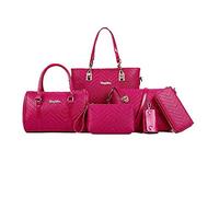 AlwaySky Damen Handtaschen Set 6 Stück PU-Leder Top Griff Tasche Frauen Shopper Geldbörse Umhängetasche, Rose