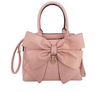 AlwaySky Frauen Handtasche 2-teiliges Set Großer Bogen-Knoten PU-Leder Top Griff Tasche Designer-Einkaufstasche Clutch Wallet Set für Damen, Rosa