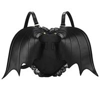AlwaySky Frauen Rucksack Neuheit Fledermausflügel Daypack Gothic Geldbörse Punk-Spitze Lolita Bag Lady, Schwarz