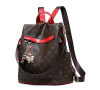 AlwaySky Rucksack Damen Diebstahlsicherung Wasserdicht Lässiger Rucksack Bär Print Design Daypack Schultertasche, Rot