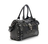 AlwaySky Womens Schädel Handtasche Grosse Kapazität Gothic Umhängetasche Beschlagene Doktor Handtasche, Schwarz