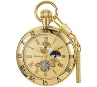 Alwesam Kupfer-Taschenuhr, London, mechanische Herren-Taschenuhr, römische Ziffern, Tourbillon, Mondphase, Handaufzug, Taschenuhr mit Kette und Box, PJX013, Jeden Tag