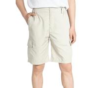 ALXHUTE Jungen Leicht Kurze Hose Kinder Cargo Shorts Schnelltrocknend Kurze Cargohose Jungs Sommer Bermuda Beige 134-140 Größe 140