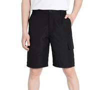 ALXHUTE Jungen Leicht Kurze Hose Kinder Cargo Shorts Schnelltrocknend Kurze Cargohose Jungs Sommer Bermuda Schwarz 164-174 Größe 170