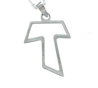 Alylosilver Tau-Kreuz Anhänger Halskette 925er Sterlingsilber für Damen und Herren, inklusive 45 cm Silberkette und Geschenkbox