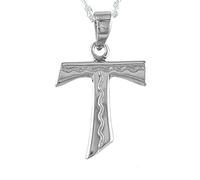 Alylosilver Tau-Kreuz Anhänger Halskette 925er Sterlingsilber für Damen und Herren, inklusive 45 cm Silberkette und Geschenkbox