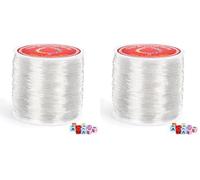 Alyvisun 1mm x 80m Transparent Elastisches Band für Armbänder, Faden für Armbänder, Gummiband für Armbänder Geeignet für DIY Schmuck Herstellung, Halskette, Armband, Handwerk (Packung mit 2)