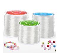 Alyvisun 3 Rollen Transparent Band Armbänder, Elastisches Nylonfaden für Armbänder, (0.5mm, 0.8mm & 1mm) Gummiband für Armbänder für DIY Armbänder, Halskette, Perlen, Schmuckherstellung