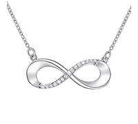 AM ANNIS MUNN Unendlichkeit Infinity Halskette 925 Sterling Kette silber Damen Halskette Ewige Liebe Frauen Schmuck mit Zirkonia Frauen Geschenk für Mama Girlftiend